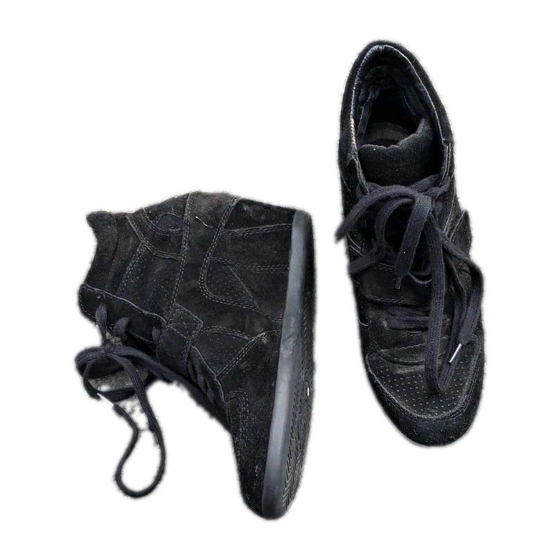 Ash Bowie Black Suede Hidden Wedge High Top Sneakers Lace Up Eu 40